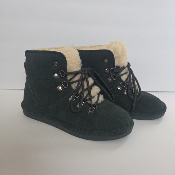 BEARPAW Kerri Dark Green Lace-Up Boots | Wool & Sheepskin | NeverWet™ | NWOT 6 - Picture 10 of 16